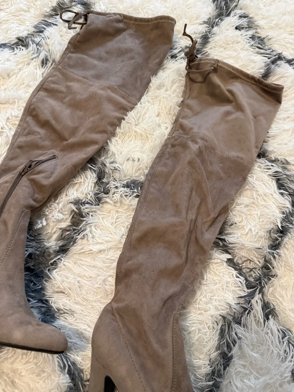 Unisa Taupe Over-the-Knee Suede Heeled Boots